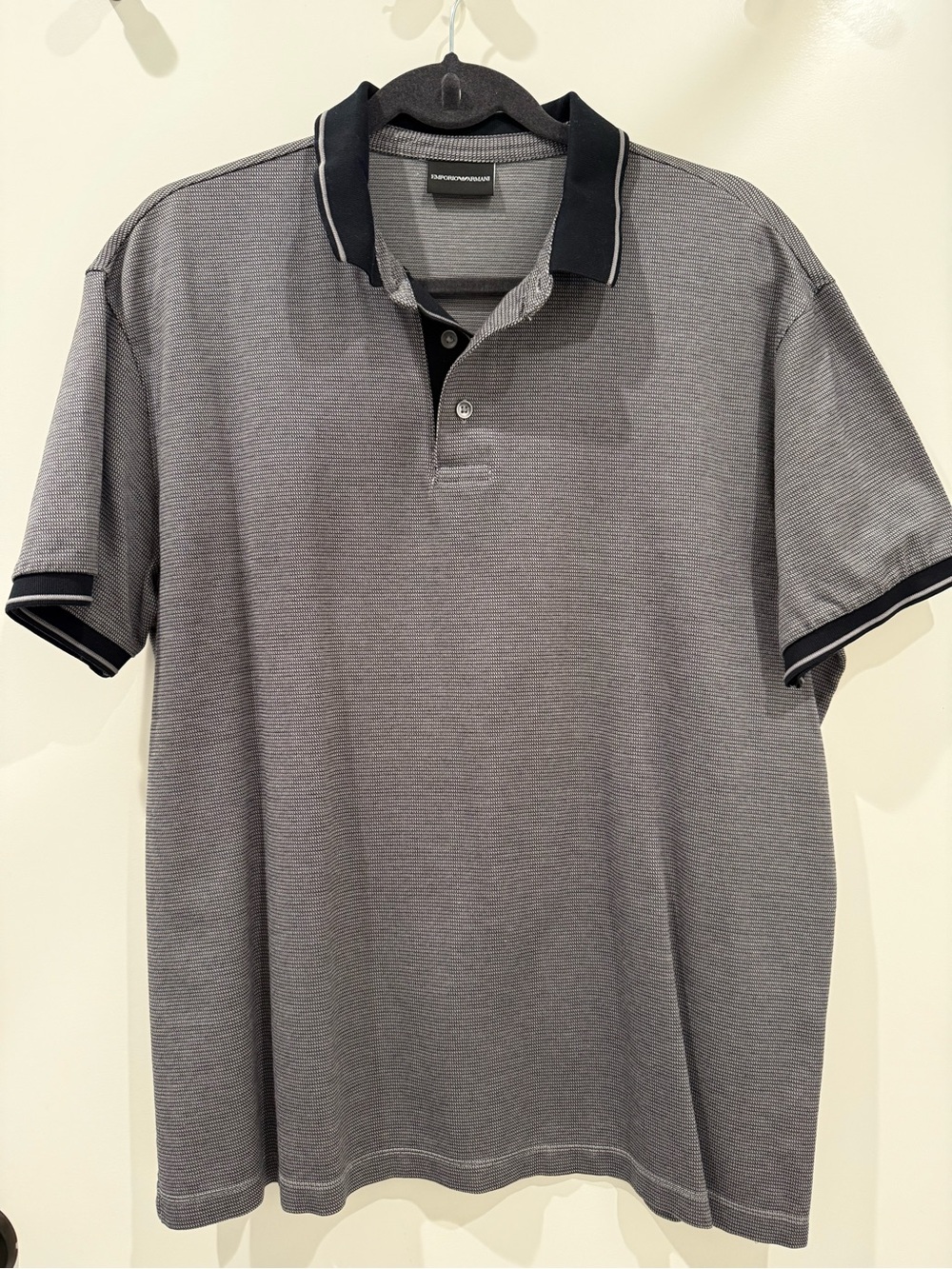 Emporio Armani Heather Gray Polo with Black Trim